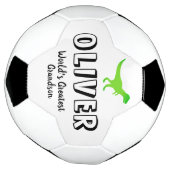 Groene T-rex dinosaurus, aangepast kind sportgesch Voetbal (Gedraaid)