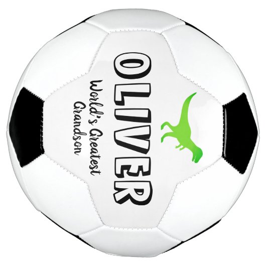 Groene T-rex dinosaurus, aangepast kind sportgesch Voetbal (Gedraaid)