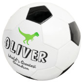 Groene T-rex dinosaurus, aangepast kind sportgesch Voetbal (Drie kwart)