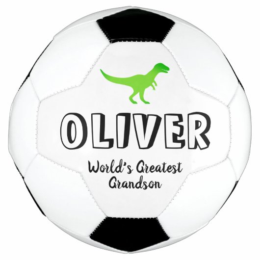 Groene T-rex dinosaurus, aangepast kind sportgesch Voetbal (Voorkant)