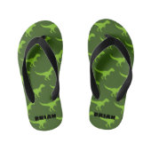 Groene t-rex dinosaurus kind Teenslippers voor kin (Voetbed)