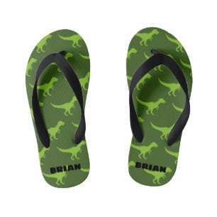 Groene t-rex dinosaurus kind Teenslippers voor kin
