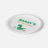 Groene T-Rex Dinosaurus Verjaardagsfeest Papieren Bordje (Gekanteld)
