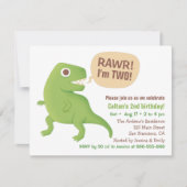 Groene T Rex Dinosaurussen Kinderen Verjaardagsfee Kaart (Voorkant)