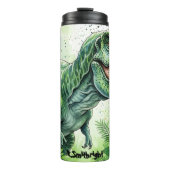 Groene T-Rex Jungle Waterverf Brul Thermosbeker (Voorkant)