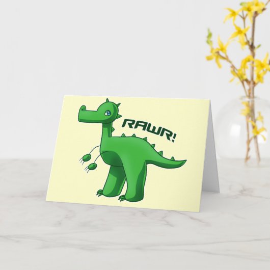 Groene T-Rex Kaart (Gele Bloem)