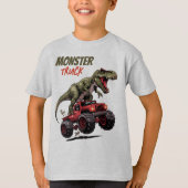 Groene T-Rex Rode Monster Truck Kinder T-shirt (Voorkant)