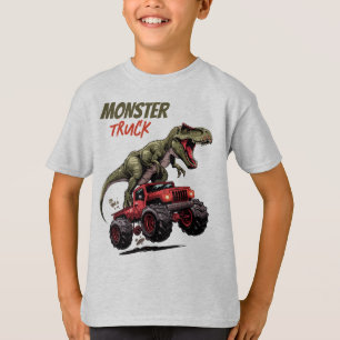Groene T-Rex Rode Monster Truck Kinder T-shirt