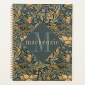 Groene Taan Loof William Morris Elegant Monogram Planner (Voorkant)