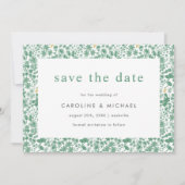  groene tactische Floral Wedding sparen de datum Save The Date (Voorkant)