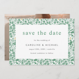  groene tactische Floral Wedding sparen de datum Save The Date