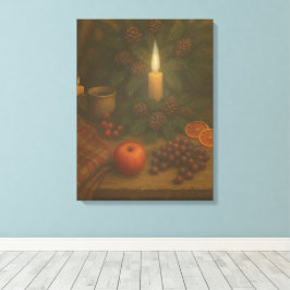 Groene Tafel – Kaarslicht en Rust Canvas Afdruk