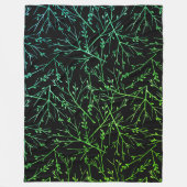 Groene takjes op zwart fleece deken (Voorkant)