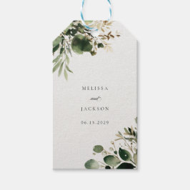 Groene takken bruiloft cadeaulabel