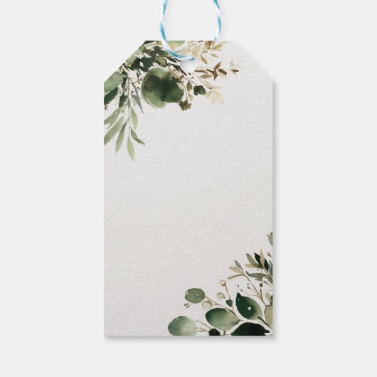 Groene takken bruiloft cadeaulabel (Achterkant)