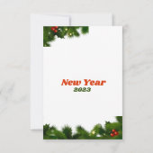 Groene takken één kerstkaart met foto's (Achterkant)