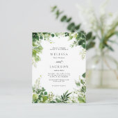 Groene takken grens bruiloft briefkaart (Staand voorkant)