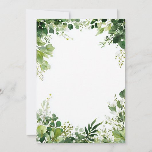 Groene takken grens bruiloft kaart (Achterkant)