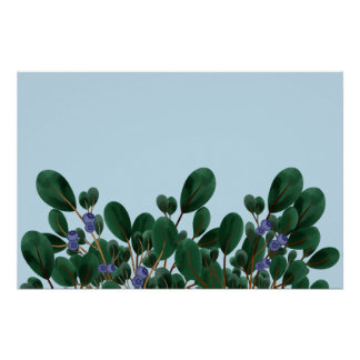 Groene takken met bosbessen perfect poster