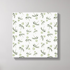 Groene takken op crème in de begroting - naadloos  canvas afdruk