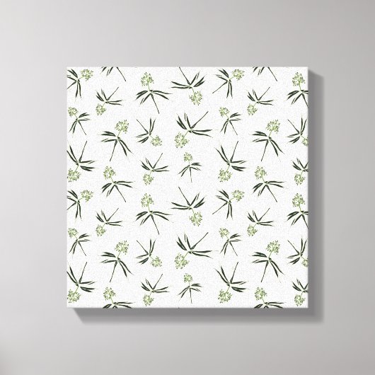 Groene takken op crème in de begroting - naadloos  canvas afdruk (Voorkant)