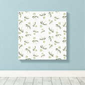 Groene takken op crème in de begroting - naadloos  canvas afdruk (Insitu (Houten vloer))