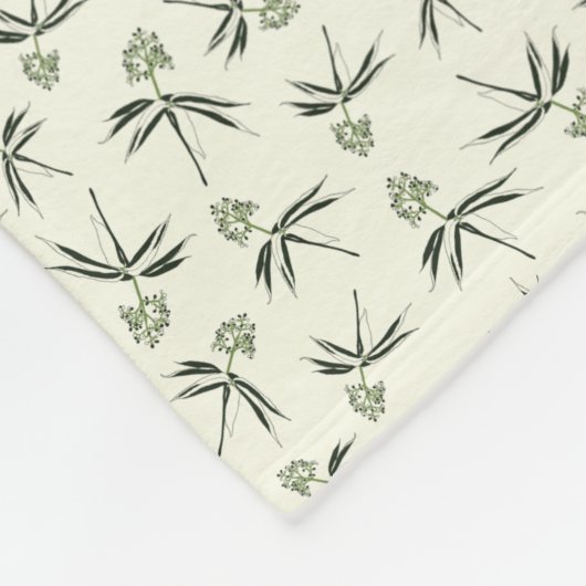 Groene takken op crème in de begroting - naadloos  fleece deken (Hoek)