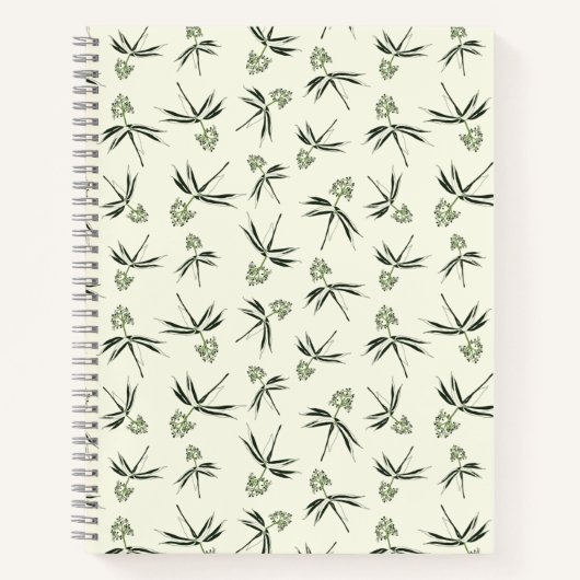 Groene takken op crème in de begroting - naadloos  notitieboek (Voorkant)