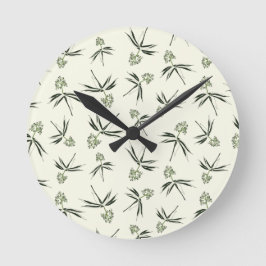 Groene takken op crème in de begroting - naadloos  ronde klok