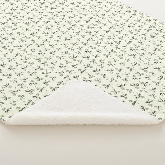 Groene takken op crème in de begroting - naadloos  sherpa deken (3/4)