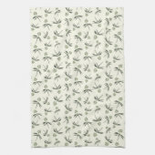 Groene takken op crème in de begroting - naadloos  theedoek (Verticaal)