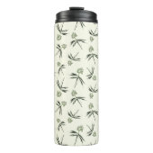 Groene takken op crème in de begroting - naadloos  thermosbeker (Voorkant)