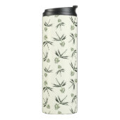 Groene takken op crème in de begroting - naadloos  thermosbeker (Gedraaid links)