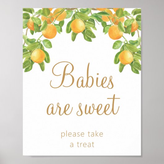 Groene takken Sinaasappel Baby shower Baby's zijn  Poster (Voorkant)
