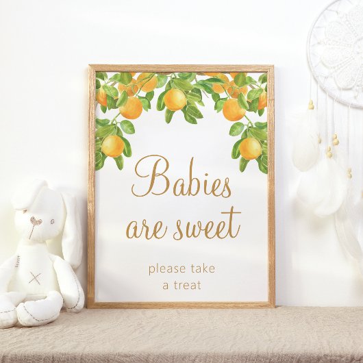 Groene takken Sinaasappel Baby shower Baby's zijn  Poster