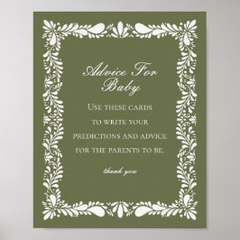 Groene Talavera Tegel Advies voor Baby shower Game Poster