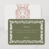 Groene Talavera-tegel detailkaart uitnodiging inla Informatiekaartje (Voorkant / Achterkant)