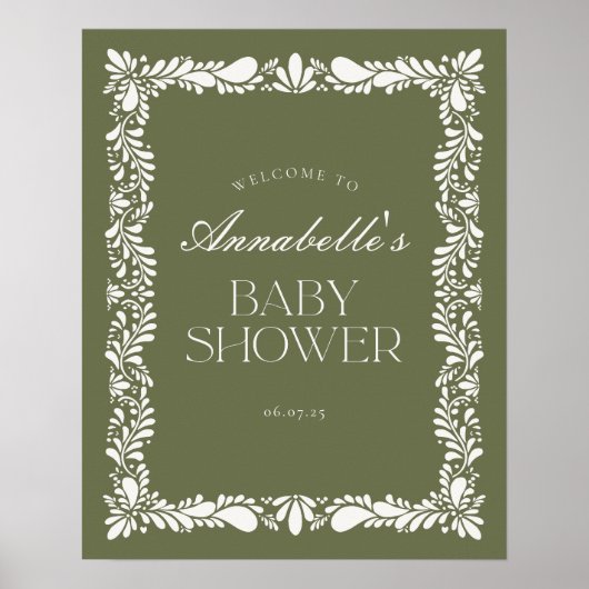 Groene Talavera-tegel Fiesta Baby Shower Welkom Poster (Voorkant)