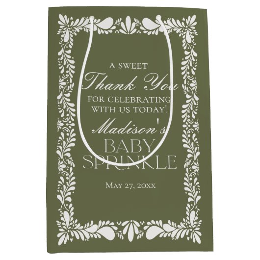 Groene Talavera Tegel Fiesta Baby Sprinkle Favors Medium Cadeauzakje (Voorkant)