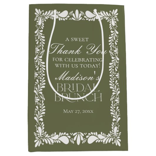 Groene Talavera Tegel Fiesta Bruids Brunch Favoren Medium Cadeauzakje (Voorkant)