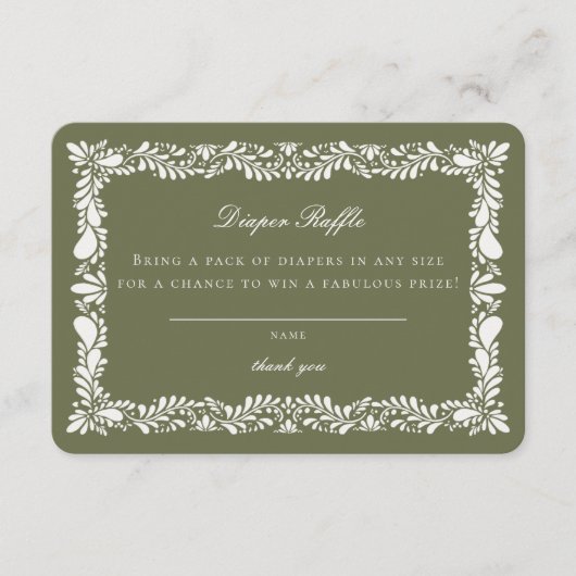 Groene Talavera Tegel Luier Raffle Kaart Insert (Voorkant)