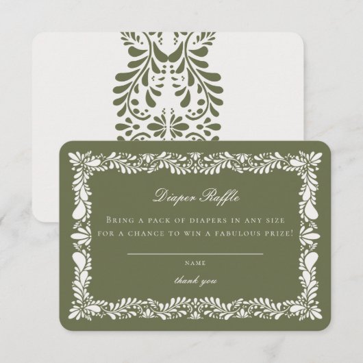 Groene Talavera Tegel Luier Raffle Kaart Insert (Voorkant / Achterkant)