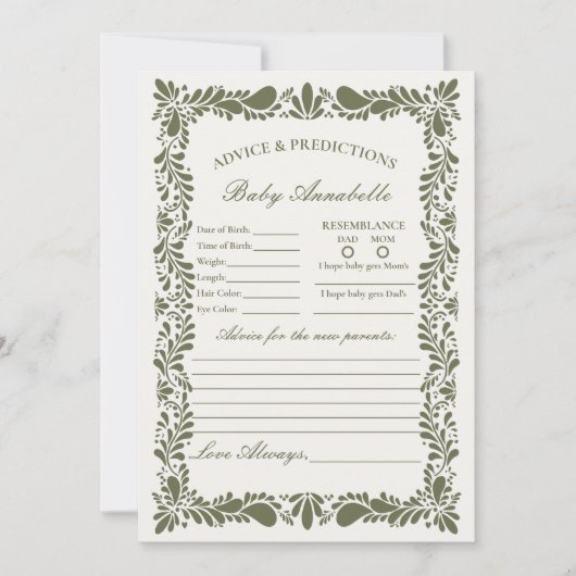 Groene Talavera Tegel Spaans advies voor Baby Kaar Kaart (Voorkant)