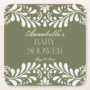 Groene Talavera Tegel Spaans Fiesta Baby shower Kartonnen Onderzetters