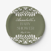 Groene Talavera Tegel Spaans Fiesta Baby shower Papieren Bordje (Voorkant)