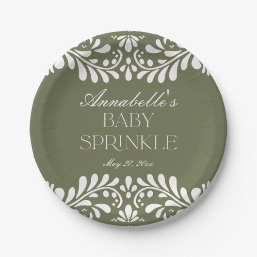 Groene Talavera Tegel Spaans Fiesta Baby Spinkle Papieren Bordje (Voorkant)