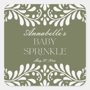 Groene Talavera Tegel Spaans Fiesta Baby Sprinkle Vierkante Sticker