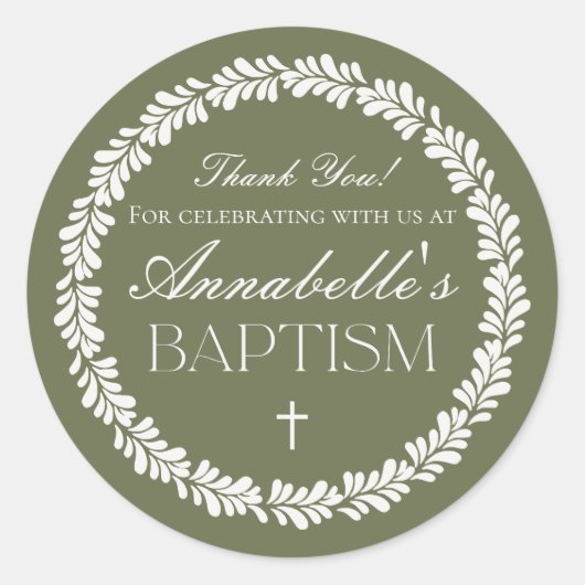 Groene Talavera Tegel Spaans Fiesta Doopgunst Ronde Sticker (Voorkant)