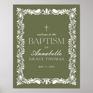 Groene Talavera Tegel Spaans Fiesta Doopsel Welkom Poster