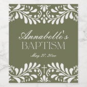 Groene Talavera Tegel Spaans Fiesta Doopsel Wijn Etiket (Enkel label)